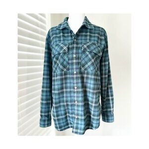 Aritzia Green Blue Plaid Button-Up Shirt